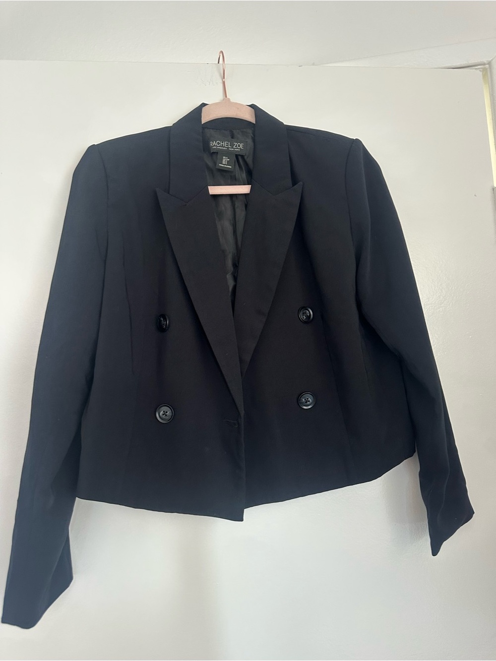 Rachel Zoe Cropped Double-Breasted Black Blazer